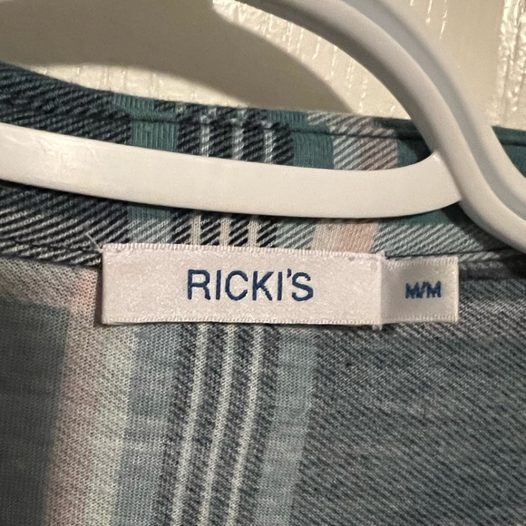 Ricki's Turquoise Plaid Tunic with Tie Waist - Size Medium - Picture 2 of 2